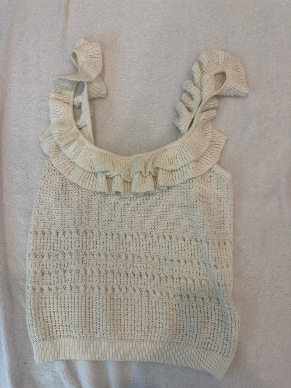 7 for all mankindIvory Crochet Knit Tank Top